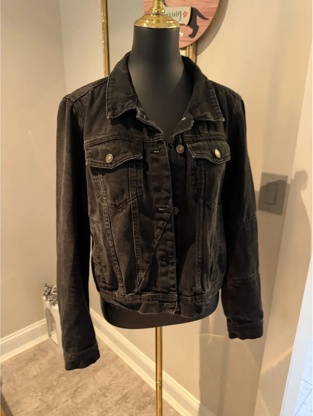 Free People Rumors Black Washed Denim Jacket L - Picture 4 of 5